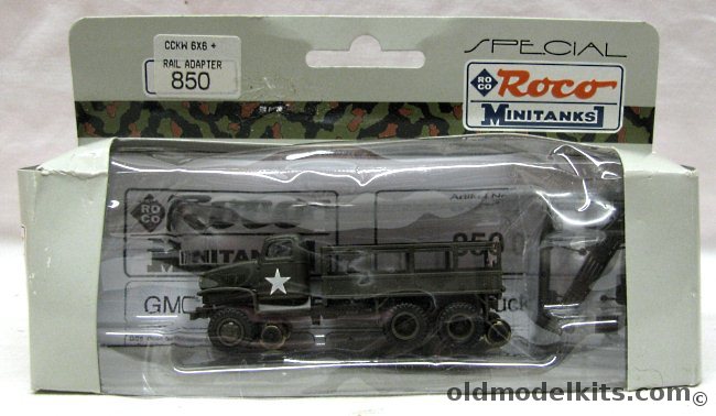 Roco HO Minitanks CCKW 6x6 Truck with Rail Adapter, 850 plastic model kit